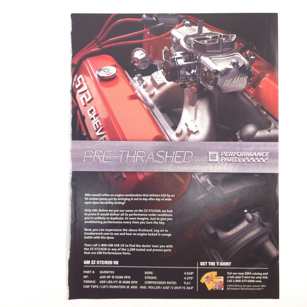 Vintage Chevrolet 572 V8 Advertising Print Ad Performance Parts Pre-Thrashed
